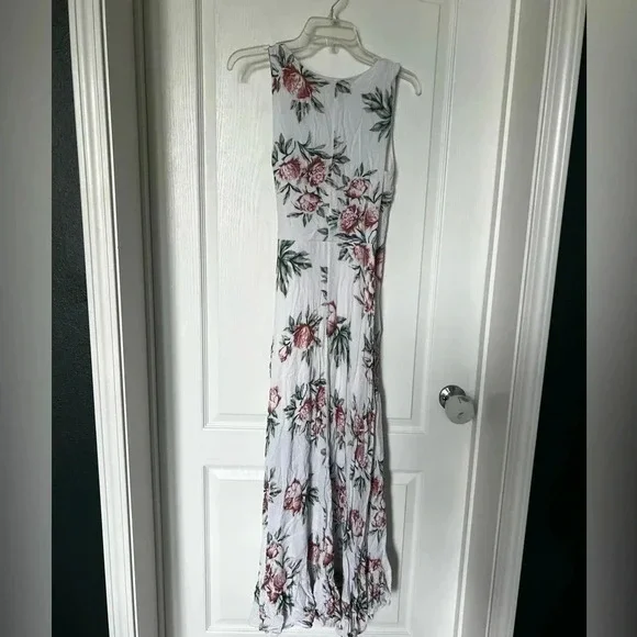 MIAMI : long floral dress maxi white green pink - Picture 3 of 10